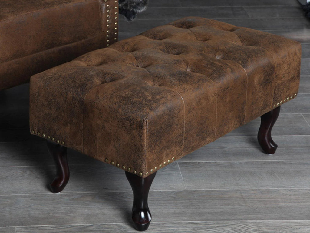 Craftshades Chesterfield Buff Leather Ottoman