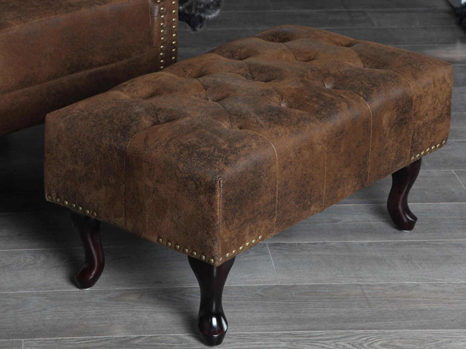 Craftshades Chesterfield Buff Leather Ottoman
