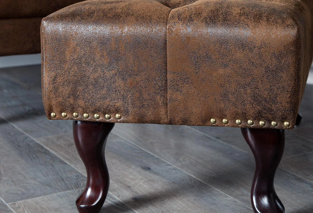 Craftshades Chesterfield Buff Leather Ottoman