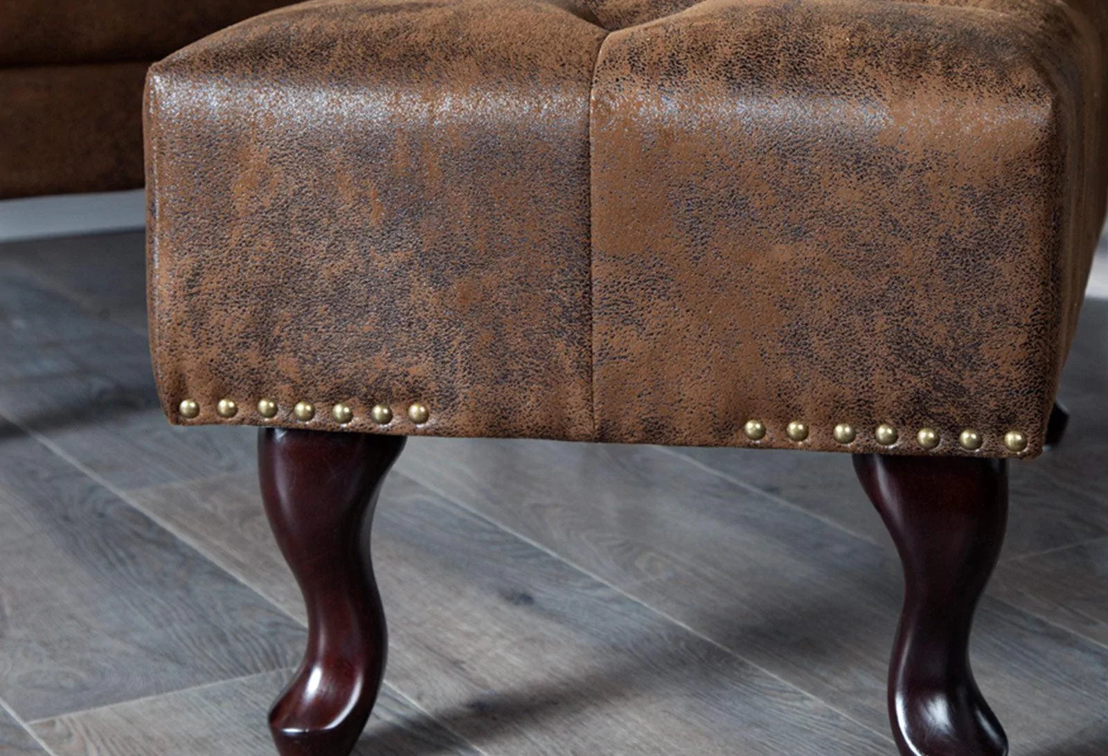 Craftshades Chesterfield Buff Leather Ottoman