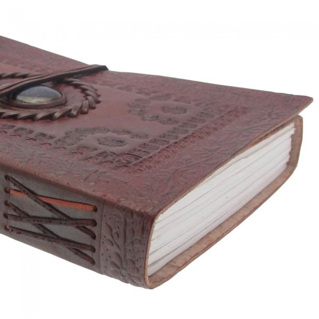 Craftshades – Vintage Round Single Stone Embossed Unique Design 7″5 Handcrafted Leather Journal/Diary 200 page | 100% Genuine Leather
