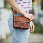 Craftshades – 5*7 inch Pocket Handcrafted Sling Goat Leather Bag (Tan) | 100% Genuine Leather