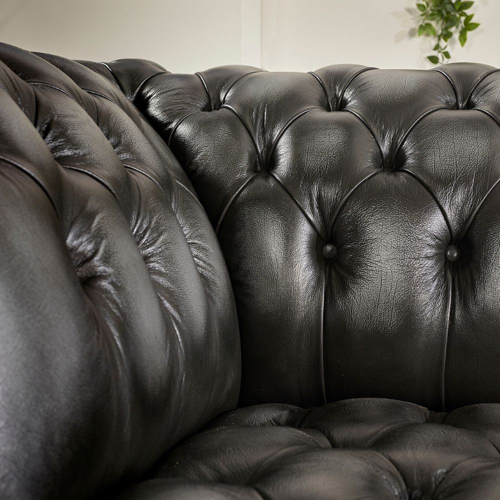 craftshades Charcoal Black three  seater Chesterfield sofa
