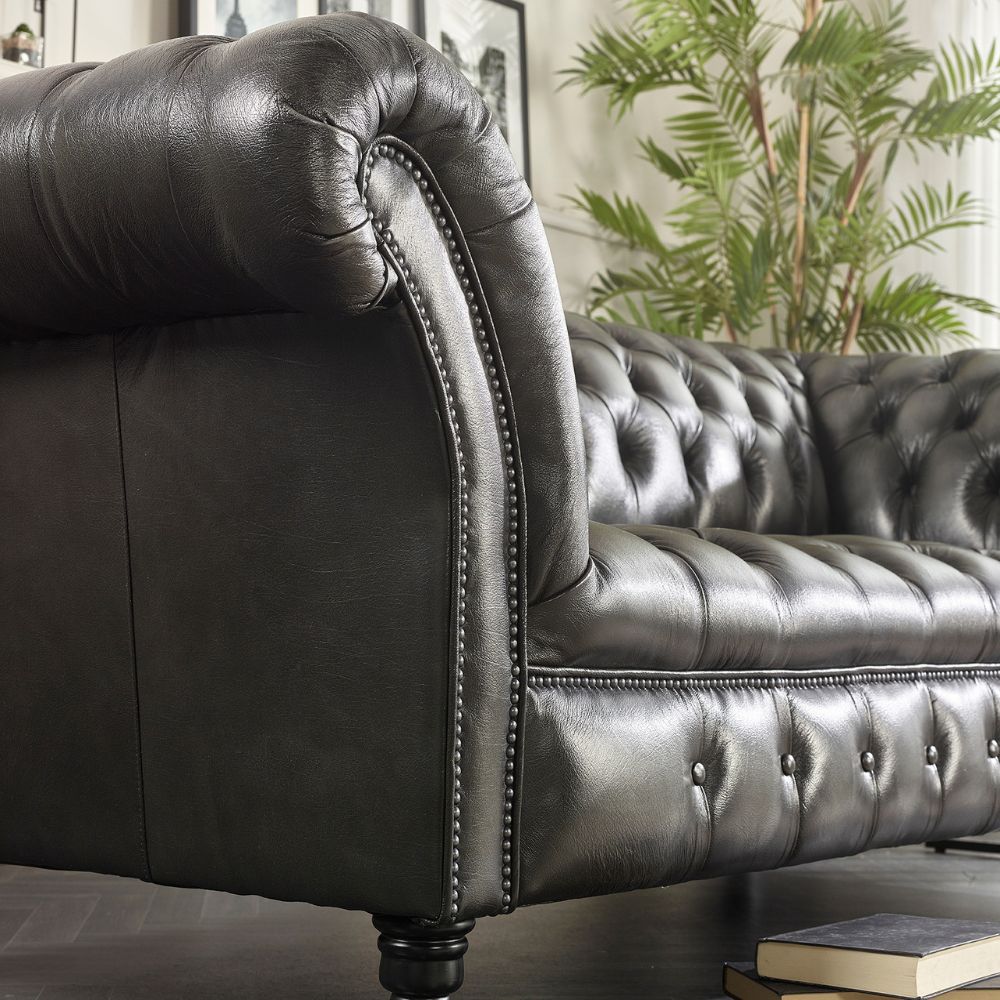 craftshades Charcoal Black three  seater Chesterfield sofa