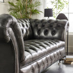 craftshades Charcoal Black three  seater Chesterfield sofa
