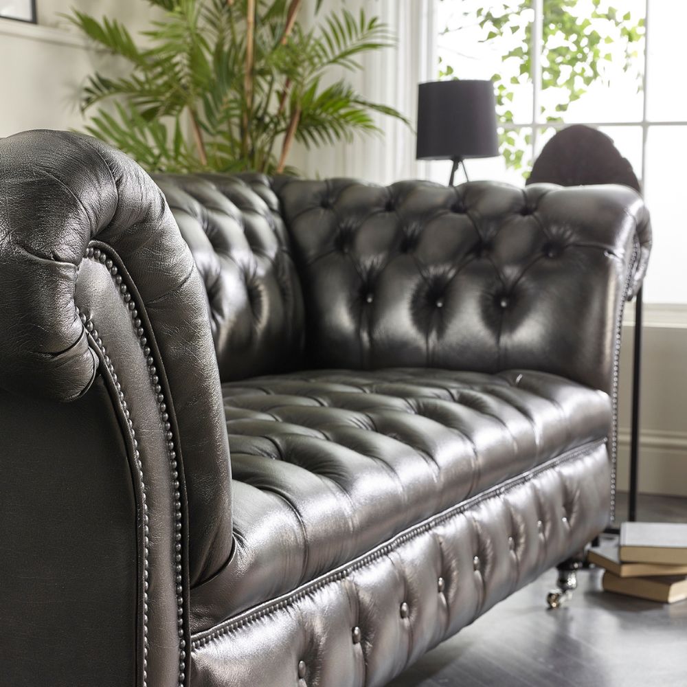 craftshades Charcoal Black three  seater Chesterfield sofa