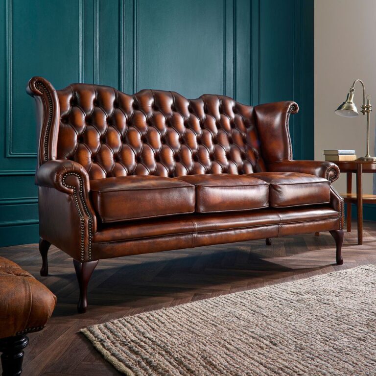 Craftshades Charcoal Brown three  seater Chesterfield sofa