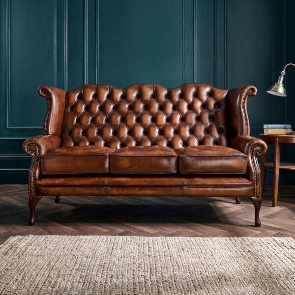 Craftshades Charcoal Brown three  seater Chesterfield sofa