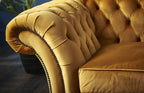 Craftshades Mustard Yellow Four Seater Chesterfield Sofa