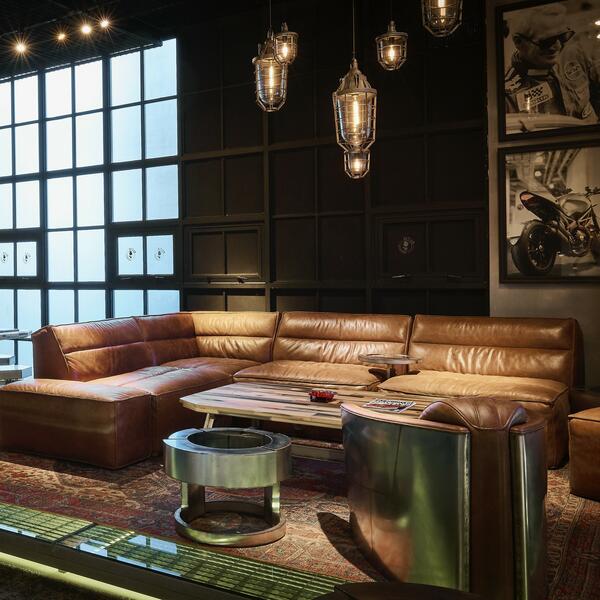 Craftshades Saddle Brown L Shape Chesterfield Sofa