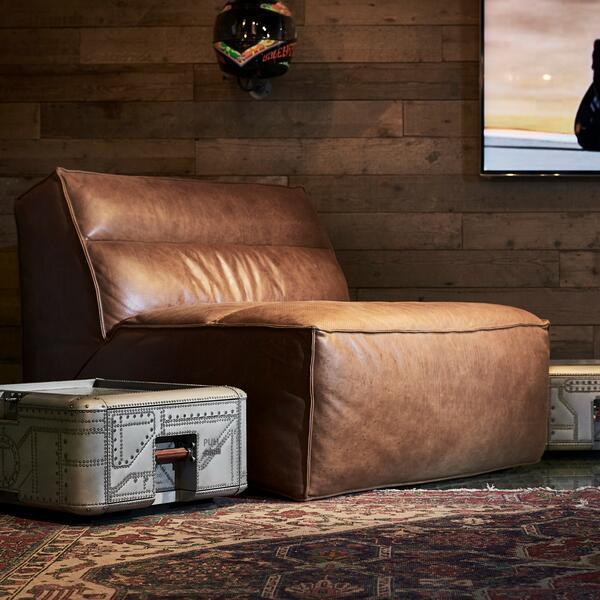 Craftshades Saddle Brown L Shape Chesterfield Sofa