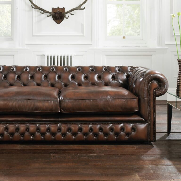 Craftshades Vintage Brown three seater Chesterfield  sofa