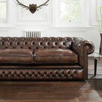 Craftshades Vintage Brown three seater Chesterfield  sofa