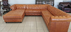 Craftshades Whiskey Brown L shape Chesterfield sofa