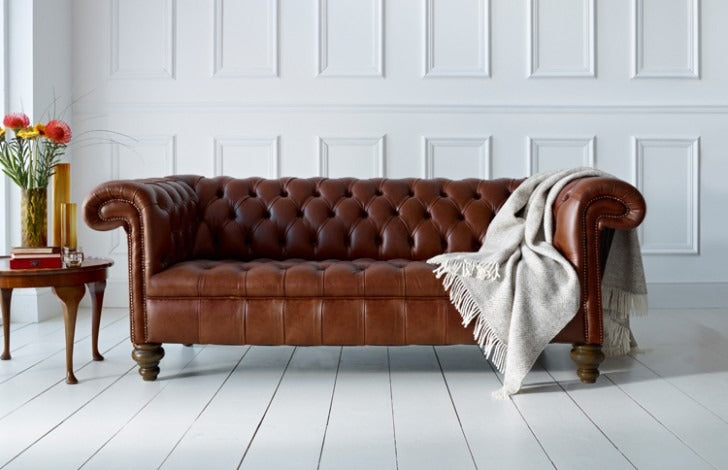Craftshades Whiskey Brown Three  Seater Chesterfield  Sofa