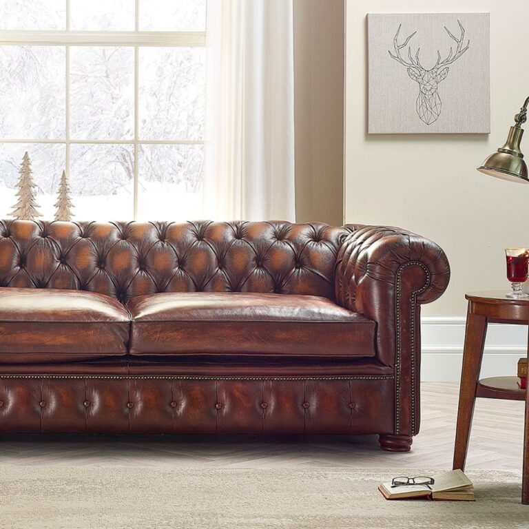 Craftshades Burgundy Three Seater Chesterfield Sofa