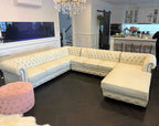 craftshades Cream L shape Chesterfield sofa