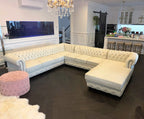 craftshades Cream L shape Chesterfield sofa