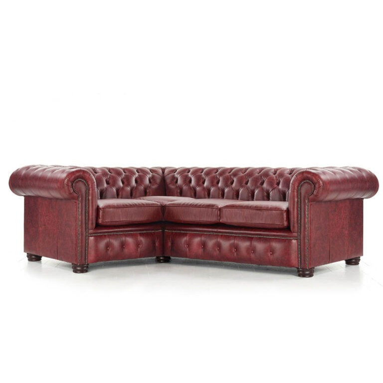 Craftshades  Deep Burgundy  L Shape Chesterfield Sofa