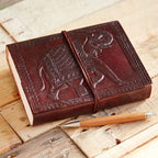 Craftshades – Elephant Embossed 30 cm x 15 cm Handcrafted Leather Photo Album | 100% Genuine Leather