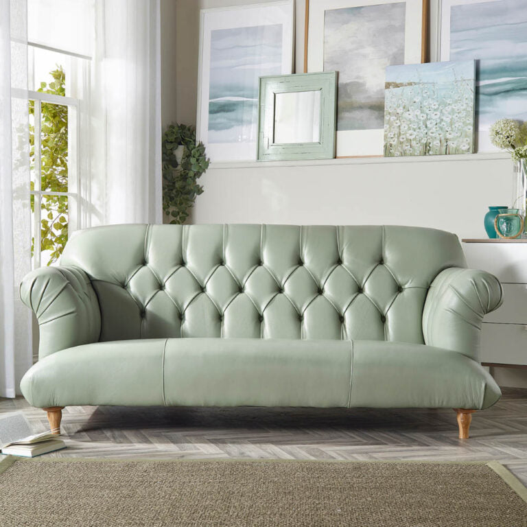 Craftshades Olive-Gray Shade Two Seater Chesterfield sofa