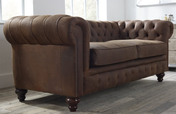Craftshades Rich Brown Three Seater Chesterfield Sofa