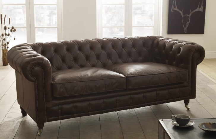 Craftshades Rich Brown Three Seater Chesterfield Sofa