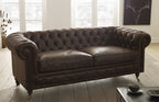 Craftshades Rich Brown Three Seater Chesterfield Sofa