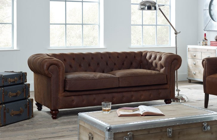 Craftshades Rich Brown Three Seater Chesterfield Sofa