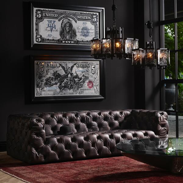 Craftshades Rich Dark Brownish-Gray Three Seater Chesterfield Sofa