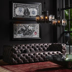 Craftshades Rich Dark Brownish-Gray Three Seater Chesterfield Sofa