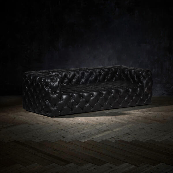 Craftshades Rich Dark Brownish-Gray Three Seater Chesterfield Sofa