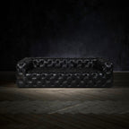 Craftshades Rich Dark Brownish-Gray Three Seater Chesterfield Sofa