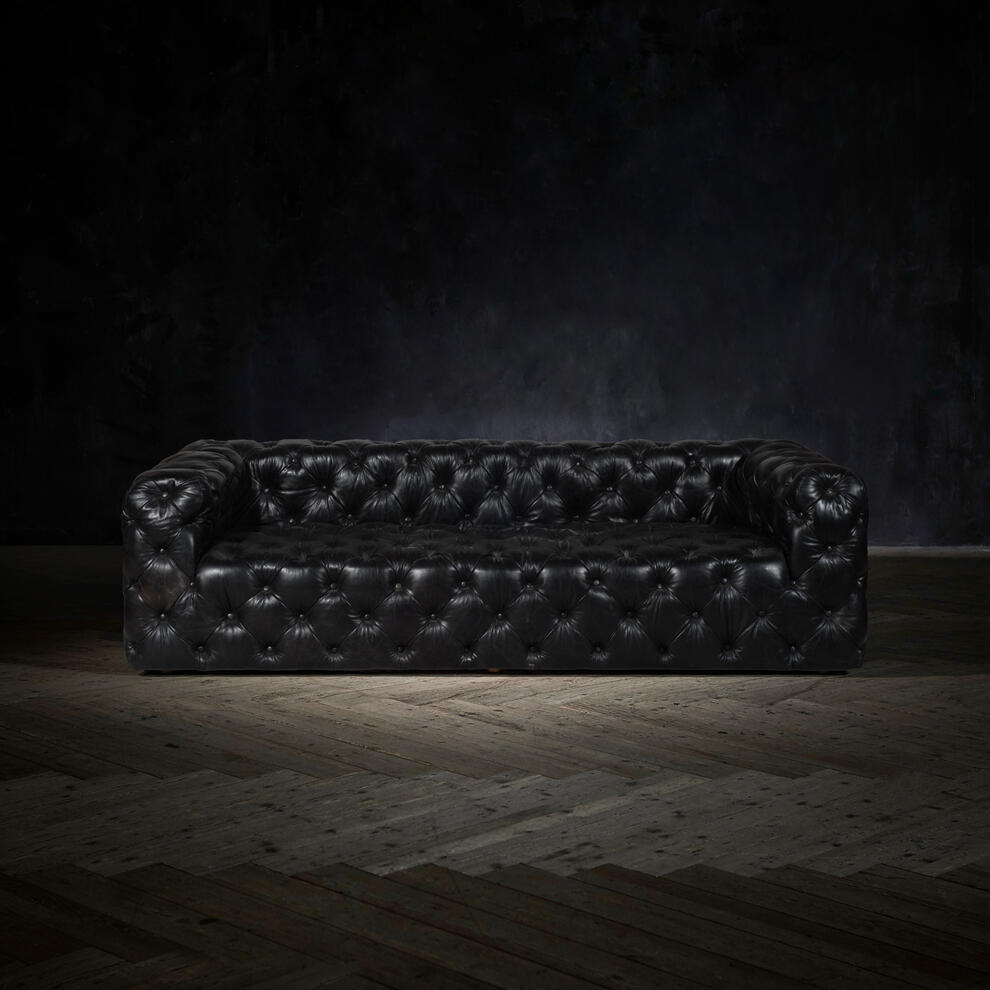 Craftshades Rich Dark Brownish-Gray Three Seater Chesterfield Sofa
