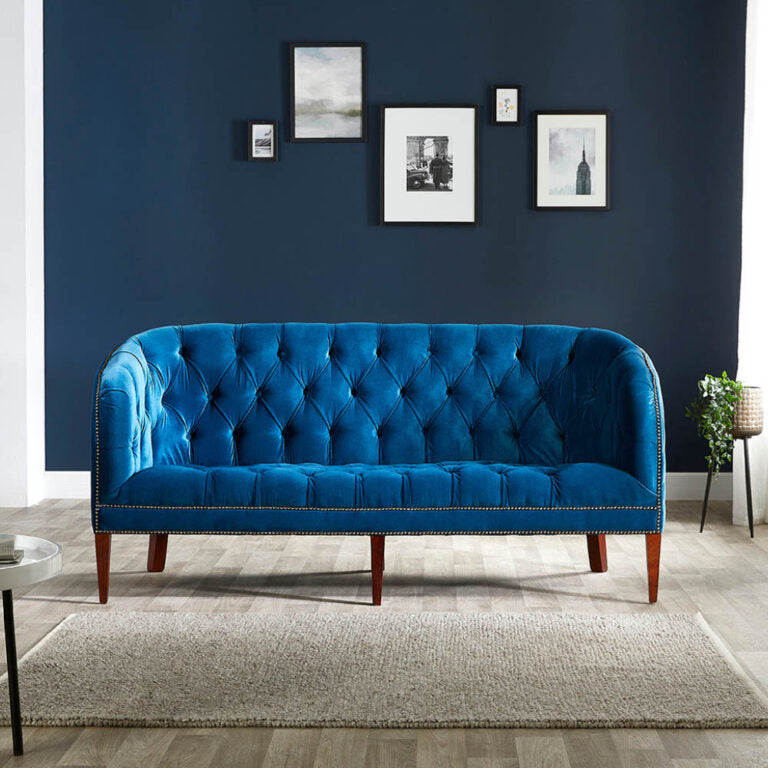Craftshades Royal Blue Three Seater Chesterfield  Sofa