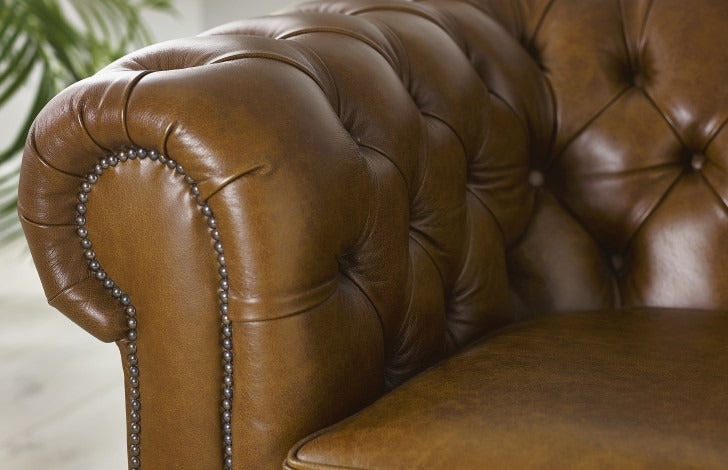 Craftshades Saddle Brown Four Seater Chesterfield Sofa