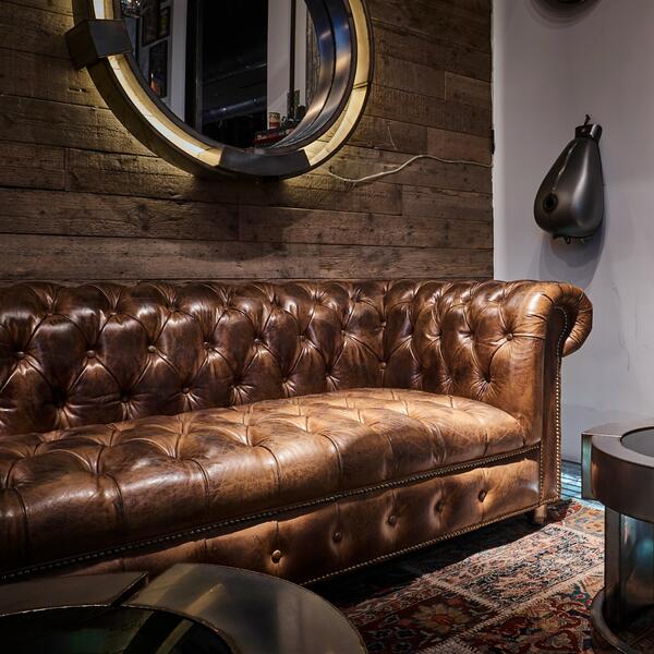 Craftshades Warm Brown Three  Seater Chesterfield Sofa