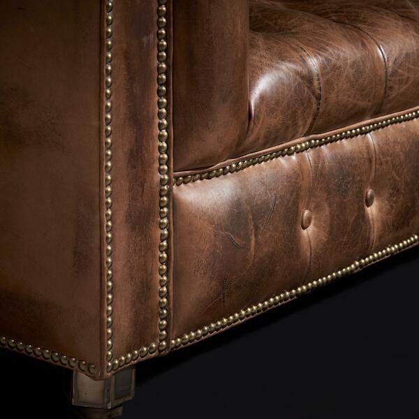 Craftshades Warm Brown Three  Seater Chesterfield Sofa
