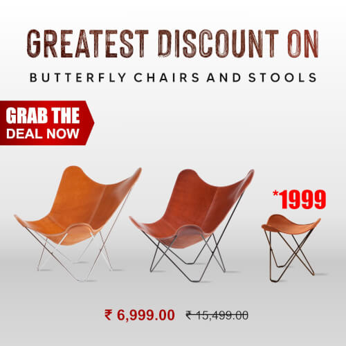 Handmade 2 Leather Chair &amp; 1 Stool Combo