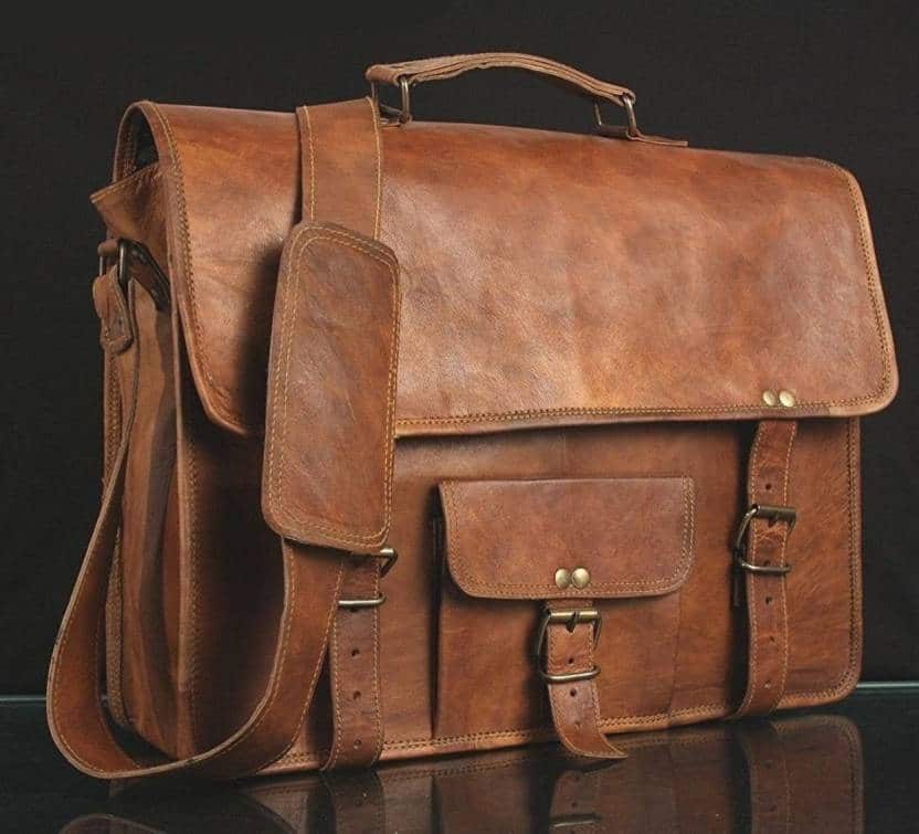 Craftshades – 15″ With Pocket Handcrafted Messenger Leather Bag | 100% Genuine Leather