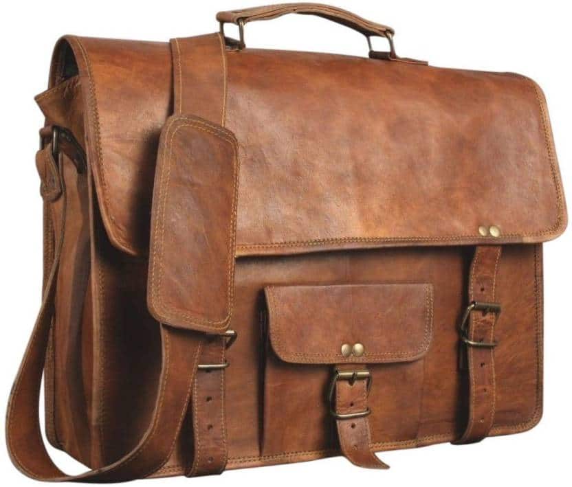 Craftshades – 15″ With Pocket Handcrafted Messenger Leather Bag | 100% Genuine Leather