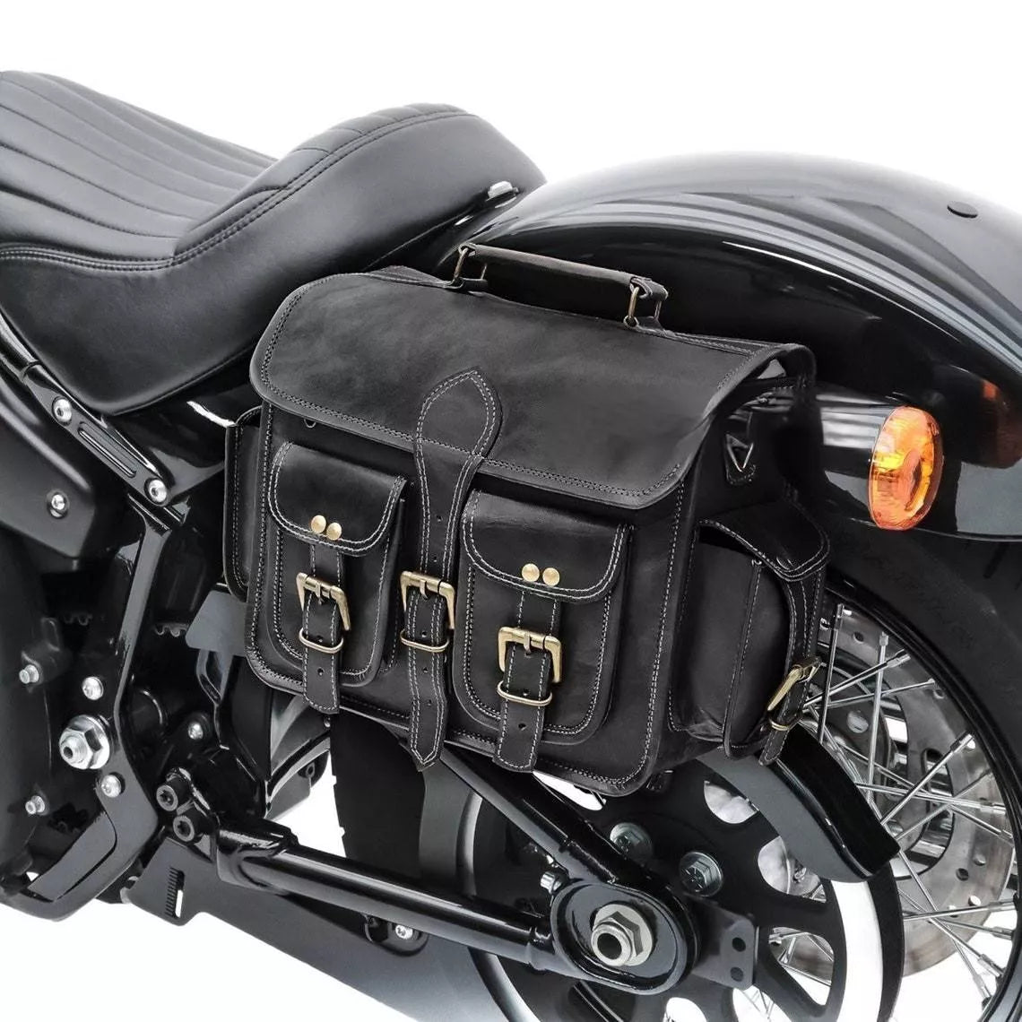 Craftshades Road Runner Black Leather Bike Bag