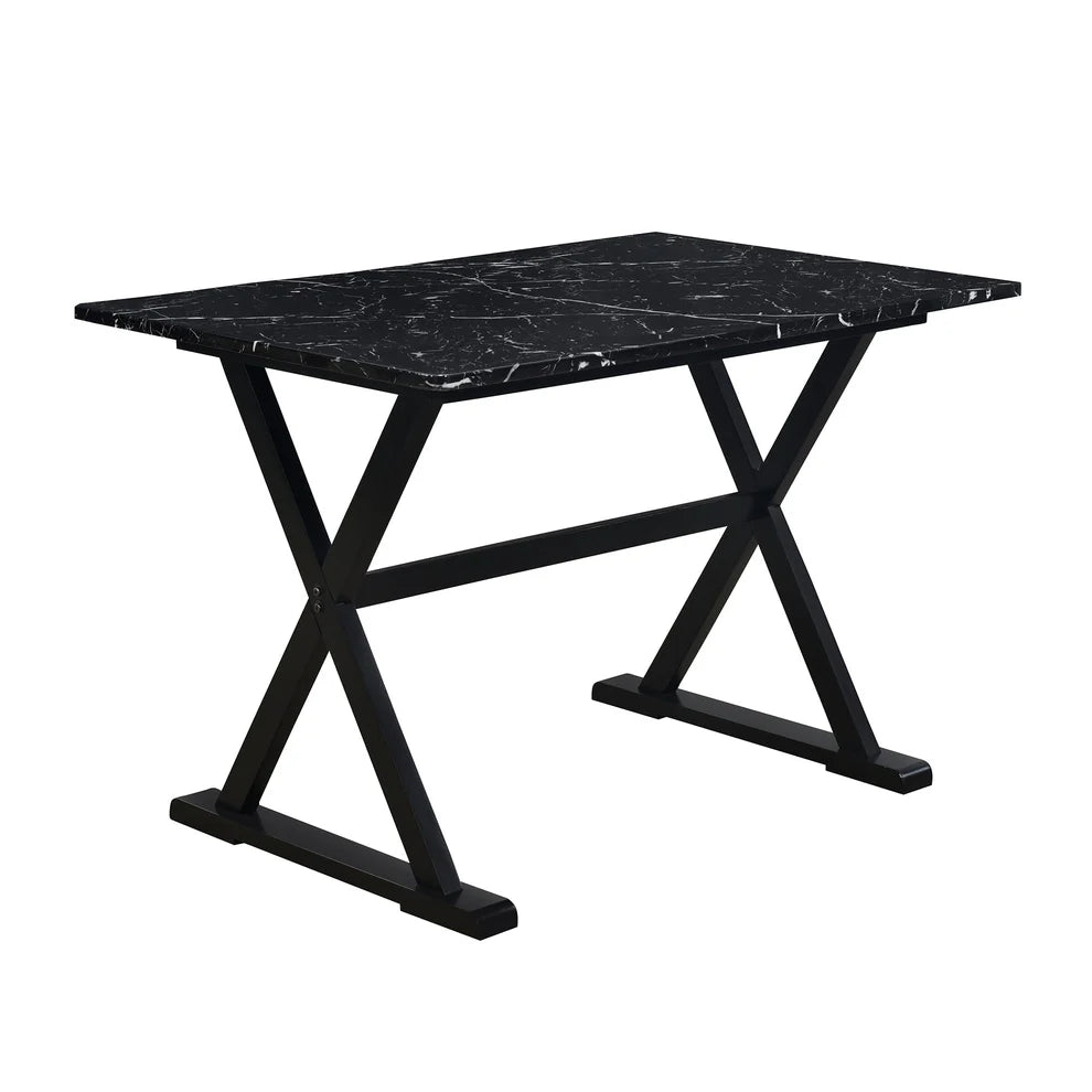 Elegant 5-Piece Solid Wood Dining Set with Faux Marble Top