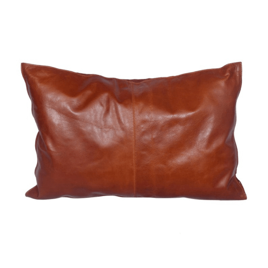 100% Goat Leather Pillow Cover - Sofa Cushion Case - Decorative Throw Covers for Living Room &amp; Bedroom - Light Brown Pack of 1