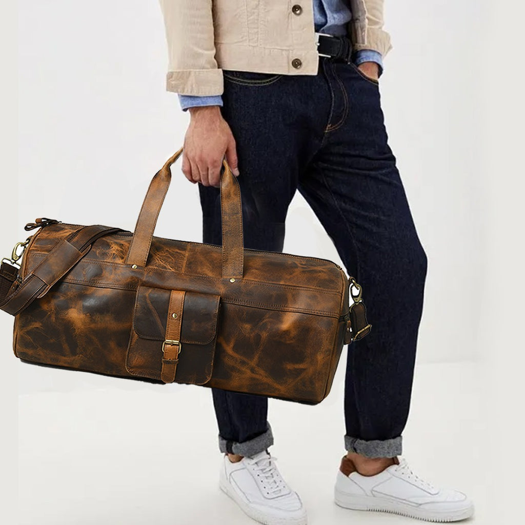 CraftShades 24 Inch buffalo leather duffle bag - Travel,Gym