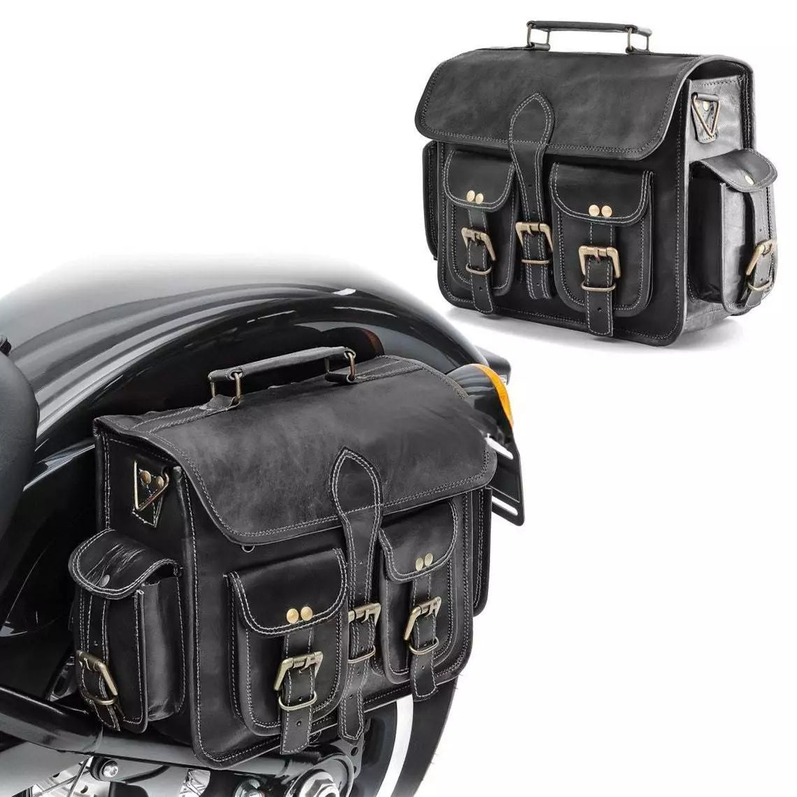 Craftshades Road Runner Black Leather Bike Bag