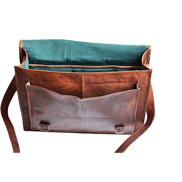 CraftShades  Combo Offer - Handmade Leather Laptop Big Pocket Bag, &amp; Brown Belt