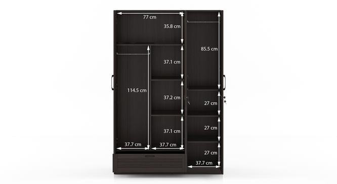 Bennis Three Door Wardrobe – Dark Walnut Finish
