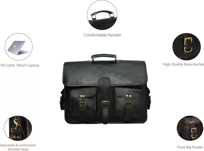 Craftshades - 11*15 Inch 4 Pockets Handcrafted Leather Bag| 100% Genuine Leather