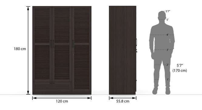 Bennis Three Door Wardrobe – Dark Walnut Finish